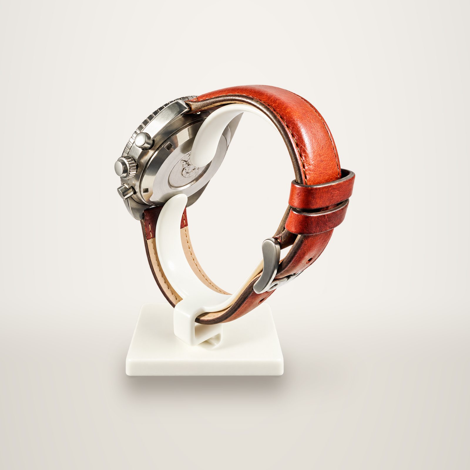 Chronographe à bracelet en cuir brun
