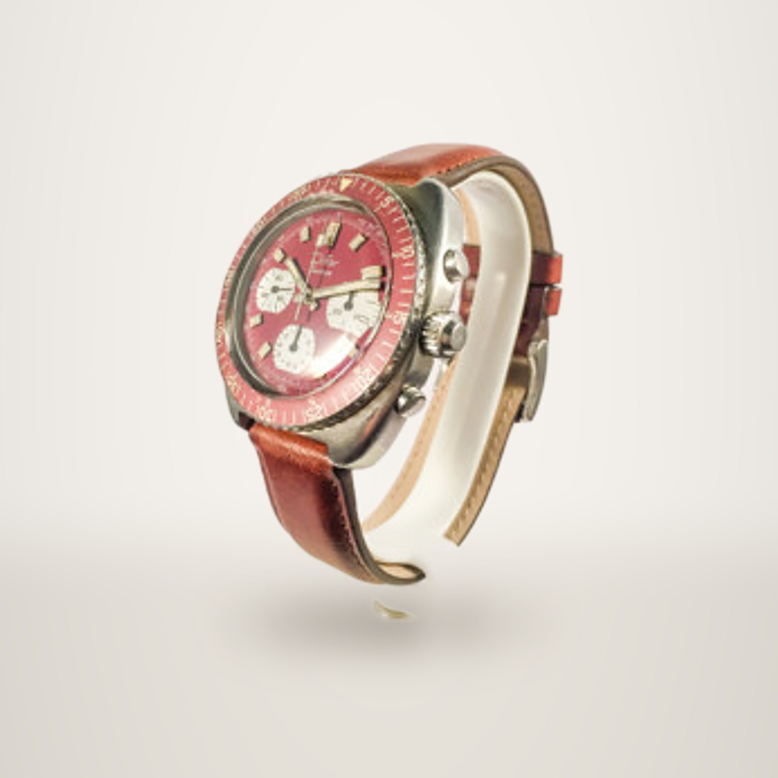Chronographe à cadran rouge et bracelet en cuir